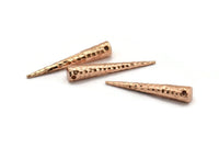Rose Gold Hammered Spike, 1 Rose Gold Plated Brass Hammered Spike Tribal Pendants (37x6x1mm) N0158 Q0337