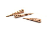 Rose Gold Hammered Spike, 1 Rose Gold Plated Brass Hammered Spike Tribal Pendants (37x6x1mm) N0158 Q0337