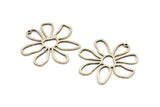 Silver Daisy Charm, 4 Antique Silver Plated Brass Daisy Charms With 1 Hole, Pendants, Earrings (34x1mm) D0638
