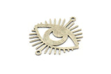 Silver Eye Charm, 6 Antique Silver Plated Brass Crescent Moon With 2 Loops, Connectors (30x26x0.60mm) A3491 H0297