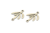 Silver Leaf Charm, 24 Antique Silver Plated Brass Leaf Charms With 2 Loops, Connectors (17x12x0.60mm) A3575 H1003