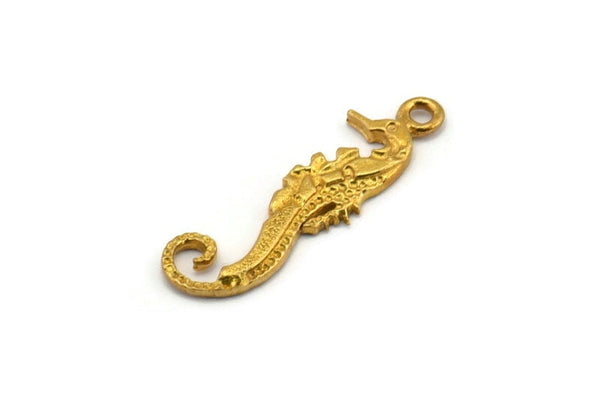 Brass Sea Horse Charm, Raw Brass Sea Horse Pendants, Jewelry Supplies, Findings (26.5x7mm) N0409