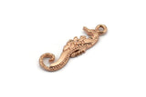 Rose Gold Sea Horse Charm, 4 Rose Gold Plated Brass Sea Horse Pendants, Jewelry Supplies, Findings (26.5x7mm) N0409
