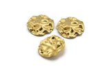 Brass Wavy Disc, 12 Raw Brass Wavy Disc Charms With 1 Hole, Earrings, Pendants, Findings (23x23x0.60mm) D0732