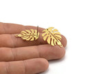 Brass Monstera Earring, 8 Raw Brass Monstera Leaf Stud Earrings With 1 Loop (24x20x0.60mm) D1005 A1287