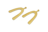 Brass U Charm, 6 Raw Brass U Shaped Charms With 1 Loop, Pendants, Earrings, Findings (34x22x1mm) D1182