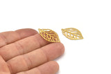 Brass Leaf Charm, 50 Raw Brass Leaf Charm Earrings With 1 Hole, Earrings, Findings (27x16x0.40mm) D1285