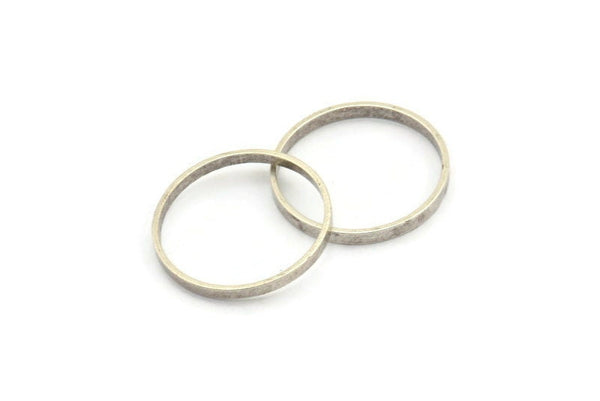 Silver Circle Connectors, 12 Antique Silver Plated Brass Circle Connectors (22x0.8x2mm) D0312 Q0685
