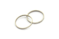 Silver Circle Connectors, 12 Antique Silver Plated Brass Circle Connectors (22x0.8x2mm) D0312 Q0685