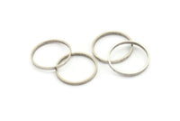 Silver Circle Connectors, 12 Antique Silver Plated Brass Circle Connectors (22x0.8x2mm) D0312 Q0685