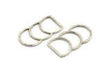 D Shape Connector, Antique Silver Plated Brass D Shape Connector, Rings (46x25x2mm) N0964 H1134