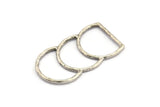 D Shape Connector, Antique Silver Plated Brass D Shape Connector, Rings (46x25x2mm) N0964 H1134