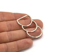 D Shape Connector, Antique Silver Plated Brass D Shape Connector, Rings (46x25x2mm) N0964 H1134