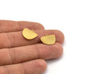 Semi Circle Charm, 6 Gold Plated Brass Irregular Shaped Semi Circle Charms With 1 Loop, Pendant Charms (14x16x0.60mm) A3154