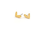 Gold Heart Earring, 8 Gold Plated Brass Heart Stud Earrings (11x8x1mm) M705 A2341
