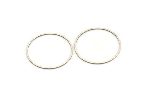 32mm Circle Connectors, 12 Antique Silver Plated Brass Circle Connectors (32x0.80mm) A3884