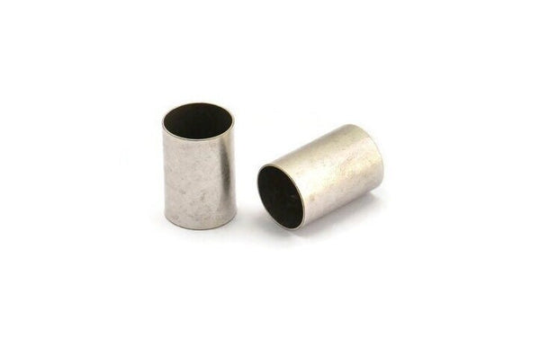 Silver Tube beads, 6 Antique Silver Plated Brass Tubes (12x18mm) Bs 1473 H0285