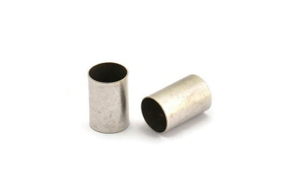 Silver Tube Beads, 12 Antique Silver Plated Brass Tubes (12x18mm) Bs 1473 H0285