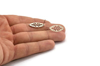 Gümüş Markiz Küpe, 8 Antik Gümüş Kaplama Pirinç Yaprak Desenli Markiz Küpe 1 Delikli (24x10x0,80 mm) A6216 A2812 H0189
