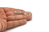 Gümüş Markiz Küpe, 8 Antik Gümüş Kaplama Pirinç Yaprak Desenli Markiz Küpe 1 Delikli (24x10x0,80 mm) A6216 A2812 H0189