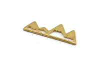 Brass Mountain Connectors, 24 Raw Brass Mountain Shaped Pendants Without Hole, (22x7x1mm) D0827