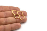 Gold Honeycomb Charm, 2 Gold Plated Brass Honeycomb Charm Earrings With 1 Loop, Pendant, Findings (42x27mm) D0716