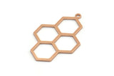 Rose Gold Honeycomb Charm, 2 Rose Gold Plated Brass Honeycomb Charm Earrings With 1 Loop, Pendant, Findings (42x27mm) D0716