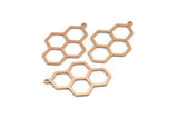 Rose Gold Honeycomb Charm, 2 Rose Gold Plated Brass Honeycomb Charm Earrings With 1 Loop, Pendant, Findings (42x27mm) D0716
