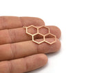 Rose Gold Honeycomb Charm, 2 Rose Gold Plated Brass Honeycomb Charm Earrings With 1 Loop, Pendant, Findings (42x27mm) D0716