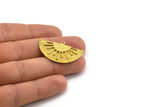 Brass Sun Pendant, Raw Brass Textured Sunny Pendants With 1 Loop, Charms, Earrings, Findings (38x22mm) N1012