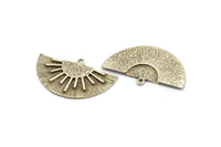 Silver Sun Pendant, 2 Antique Silver Plated Brass Textured Sunny Pendants With 1 Loop, Charms, Earrings, Findings (38x22mm) N1012