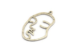 Silver Face Charm, 2 Antique Silver Plated Brass Hammered Face Shape Charms With 1 Loop, Pendant, Earrings, Findings (46x28x1.2mm) E587