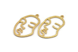 Altın Yüzlü Charm, 1 Halka, Kolye Ucu, Küpeler ve Bulgularla Birlikte 1 Altın Kaplama Pirinç Çekiçlenmiş Yüz Şeklinde Charm (46x28x1,2 mm) E587 Q0600