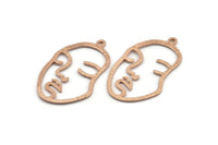 Gül Altın Yüz Şeklinde Charm, 1 Gül Altın Kaplama Pirinç Çekiçlenmiş Yüz Şeklinde Charm, 1 Halka, Kolye, Küpe, Bulgular (46x28x1,2 mm) E587 Q0600