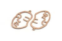 Gül Altın Yüz Şeklinde Charm, 1 Gül Altın Kaplama Pirinç Çekiçlenmiş Yüz Şeklinde Charm, 1 Halka, Kolye, Küpe, Bulgular (46x28x1,2 mm) E587 Q0600