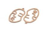 Gül Altın Yüz Şeklinde Charm, 1 Gül Altın Kaplama Pirinç Çekiçlenmiş Yüz Şeklinde Charm, 1 Halka, Kolye, Küpe, Bulgular (46x28x1,2 mm) E587 Q0600