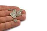 Silver Round Charm, 50 Antique Silver Brass Round Charms, Findings (10mm) Brs 133 A0519