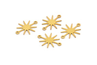 Gold Star Charm, 10 Gold Plated Brass Star Charms With 2 Loops, Connectors (19x15x0.60mm) A3234 H0823