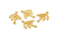 Gold Leaf Charm, 10 Gold Plated Brass Leaf Charms With 2 Loops, Connectors (17x12x0.60mm) A3575 H1003