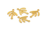 Gold Leaf Charm, 10 Gold Plated Brass Leaf Charms With 2 Loops, Connectors (17x12x0.60mm) A3575 H1003