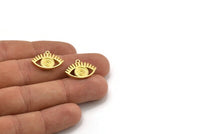 Brass Eye Charm, Raw Brass Eye Shaped Charms With 1 Loop, Pendants, Earring Findings (15x21x2mm) N2154