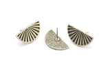 Semi Circle Earring, 2 Antique Silver Plated Brass Half Moon Stud Earrings (22x11x1.2mm) N1330