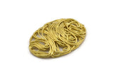 Brass Oval Charm, 4 Raw Brass Wire Charms, Earrings, Findings (35x25mm) D1240