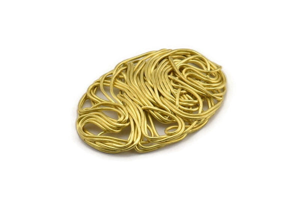Brass Oval Charm, 4 Raw Brass Wire Charms, Earrings, Findings (35x25mm) D1240