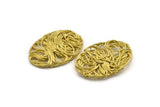Brass Oval Charm, 4 Raw Brass Wire Charms, Earrings, Findings (35x25mm) D1240