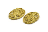 Brass Oval Charm, 4 Raw Brass Wire Charms, Earrings, Findings (35x25mm) D1240