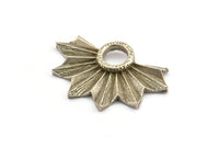 Silver Badge Charm, 2 Antique Silver Plated Brass Rosette Charms, Pendants, Earrings, Findings (33x21mm) N0786
