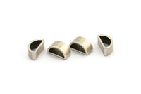Silver Half Moon, 12 Antique Silver Plated Brass Semi Circle Thick Cut Connectors, Bracelet Charm (6x11x0.8x5mm) D0116