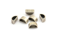 Silver Half Moon, 12 Antique Silver Plated Brass Semi Circle Thick Cut Connectors, Bracelet Charm (6x11x0.8x5mm) D0116