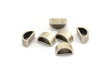 Silver Half Moon, 12 Antique Silver Plated Brass Semi Circle Thick Cut Connectors, Bracelet Charm (6x11x0.8x5mm) D0116
